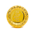 Ethereal Round Floral 21K Gold Coin Ring 