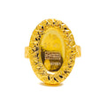 Fancy Netted Oval 21K Gold Coin Ring 
