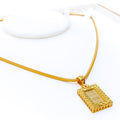 Glossy Inscribed 21K Gold Bar Pendant