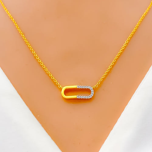 Delicate Elongated Diamond + 18k Gold Necklace 