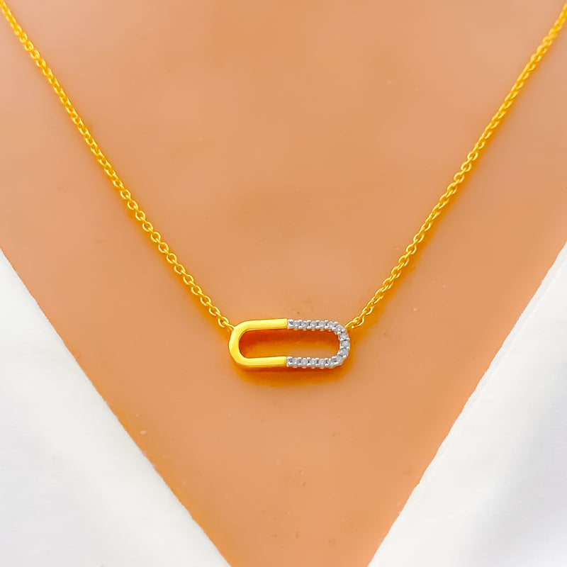 Delicate Elongated Diamond + 18k Gold Necklace 