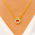 Dazzling Halo Diamond + 18k Gold Necklace 