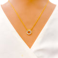 Dazzling Halo Diamond + 18k Gold Necklace 