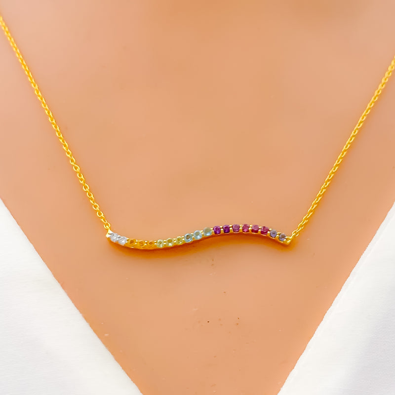Chic Wavy Diamond + 18k Gold Necklace 