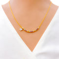Bright Colored Petite Diamond + 18k Gold Necklace 