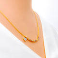 Bright Colored Petite Diamond + 18k Gold Necklace 