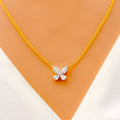 Delicate Diamond Butterfly + 18k Gold Necklace 