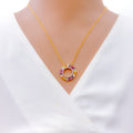 Charming Vibrant Diamond + 18k Gold Necklace 