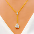 Sophisticated Dangling Drop Diamond + 18k Gold Necklace 