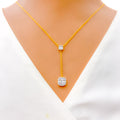 Delightful Soft Square Diamond + 18k Gold Necklace 