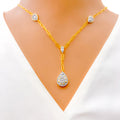 Radiant Interlinked Drop Diamond + 18k Gold Necklace 