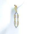 Charming V-Shaped Diamond + 18k Gold Hanging Earrings 