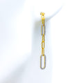 Shiny Paper Clip Diamond + 18k Gold Hanging Earrings 