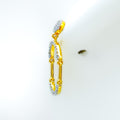 Unique Interlinked Curve Diamond + 18k Gold Hanging Earrings 