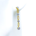 Delicate Blooming Flower Diamond + 18k Gold Hanging Earrings