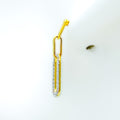 Trendy Oval Diamond + 18k Gold Hanging Earrings 