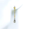 Exclusive Elongated Drop Diamond + 18k Gold Hanging Earrings 