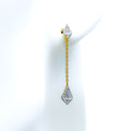 Special Kite-Shaped Diamond + 18k Gold Hanging Earrings 