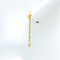 Special Kite-Shaped Diamond + 18k Gold Hanging Earrings 