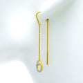 Upscale Bright Halo Diamond + 18k Gold Threader Earrings
