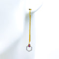 Stylish Honeycomb Diamond + 18k Gold Threader Earrings 