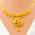 Regal Sophisticated 22k Gold Fanned Necklace Set