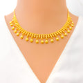 Dazzling Striped 22k Gold Charming Necklace Set 