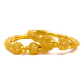 Extravagant Netted Floral 22k Gold Pipe Bangles