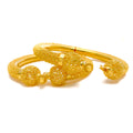 Extravagant Netted Floral 22k Gold Pipe Bangles
