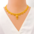 Charming Tasseled 22k Gold Chandelier Necklace Set 