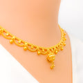 Charming Tasseled 22k Gold Chandelier Necklace Set 