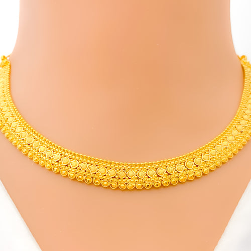 Festive Traditional Checkered 22k Gold Necklace Set 