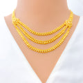 Bold Poised Three Layered 22k Gold Necklace Set