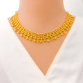 Unique Captivating Rippled Chain 22k Gold Necklace Set