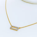 Ritzy Rectangular 18k Gold + Diamond Necklace 
