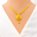 Opulent Checkered Drop 22k Gold Necklace Set 