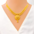 Traditional Embellished 22k Gold Floral Necklace Set 