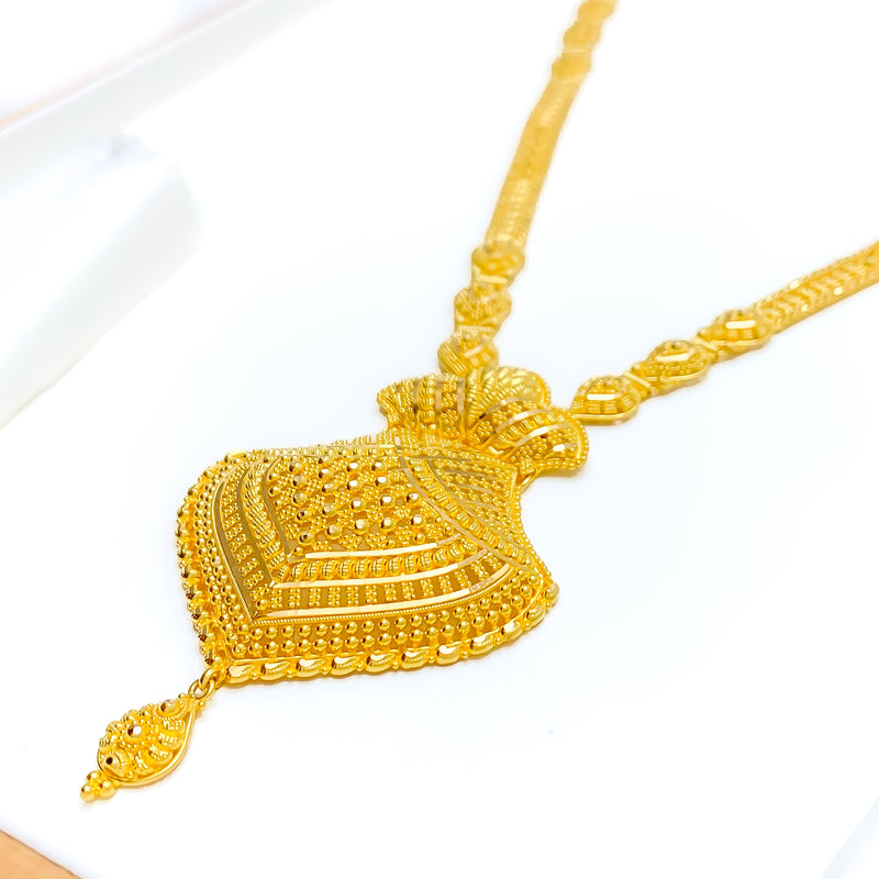 Mesmerizing Ornamental Long Beaded 22k Gold Set