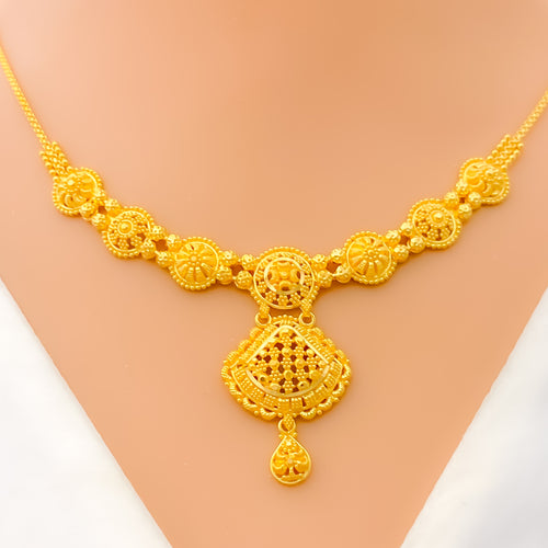 Ethereal Lovely 22k Gold Floral Necklace Set 