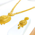 Regal Sophisticated Dome 22k Gold Long Necklace Set 
