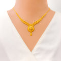 Delicate Delightful 22k Gold Floral Necklace Set 