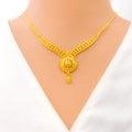 Delicate Delightful 22k Gold Floral Necklace Set 