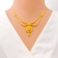 Distinct Beaded Chain 22k Gold Festive Necklace Set 