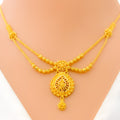 Distinct Beaded Chain 22k Gold Festive Necklace Set 