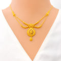 Distinct Beaded Chain 22k Gold Festive Necklace Set 