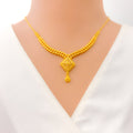 Noble Classy 22k Gold Kite Shaped Necklace Set 