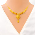 Noble Classy 22k Gold Kite Shaped Necklace Set 