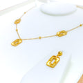 Shiny Rectangular 21K Gold Necklace Set