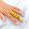 Vibrant Enameled 22k Overall Gold Finger Ring 