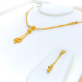 Captivating Iridescent 22k Gold Dangling Necklace Set